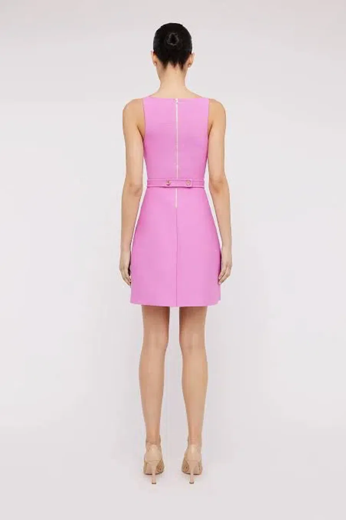 Crepe Knit Bow Bell Dress Pink - Image 2