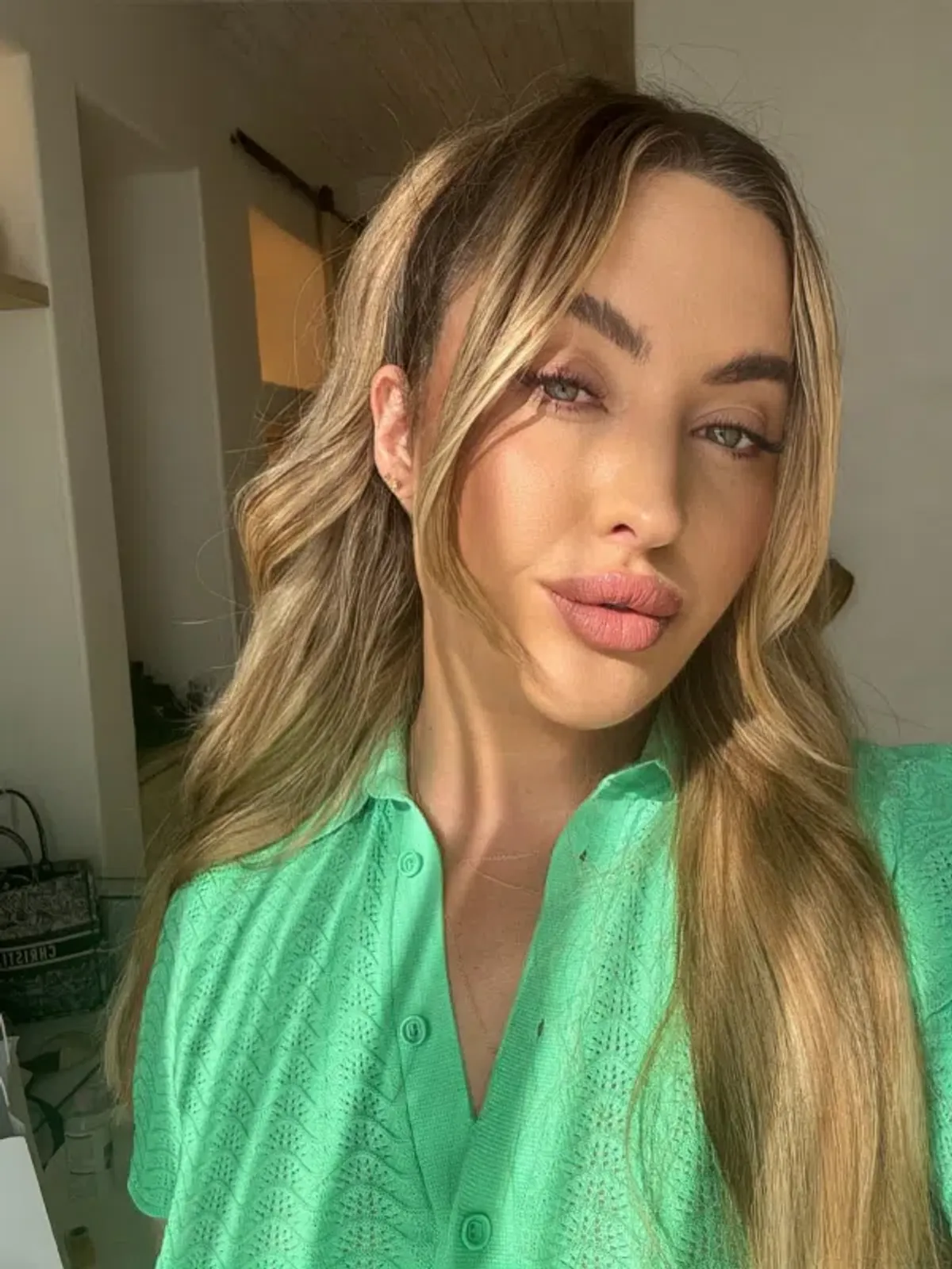 Pleat Lace Shirt Green Set - Image 1