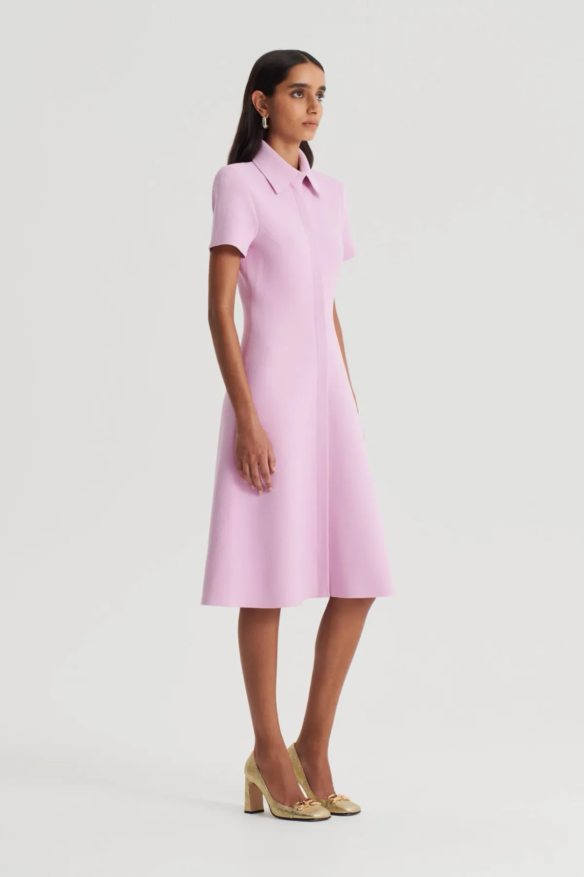 Crepe Knit Zip Dress Light Pink - Image 1