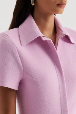 Crepe Knit Zip Dress Light Pink for rent on The Volte - image 4