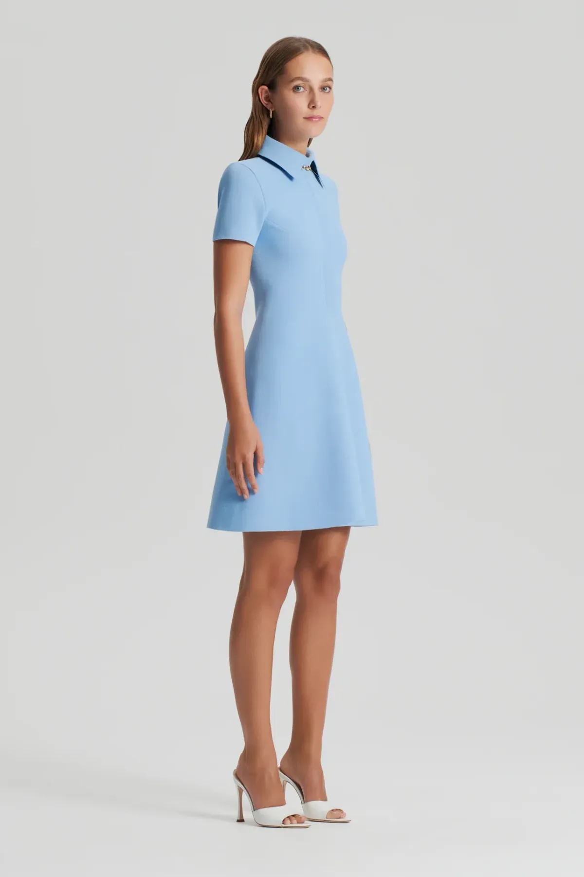 Crepe Knit Zip Rivera Dress Light Blue - Image 2