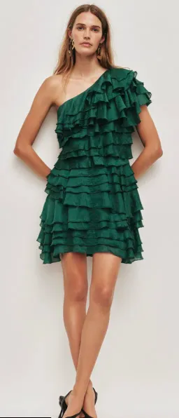 Aje Rosaline Mini Dress Forest Green Size 6 for rent on The Volte - image 1