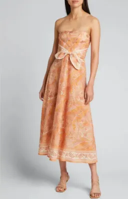 Zimmermann Brighton Tie-waist Paisley Midi Dress Orange - 12  for rent on The Volte - image 1