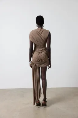 De La Vali Ravenna Mini Dress in Taupe Size AU 6 for rent on The Volte - image 6