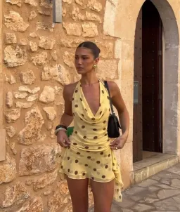 Benni Harlow Halter Dress / Yellow polka / Size 12 for rent on The Volte - image 1
