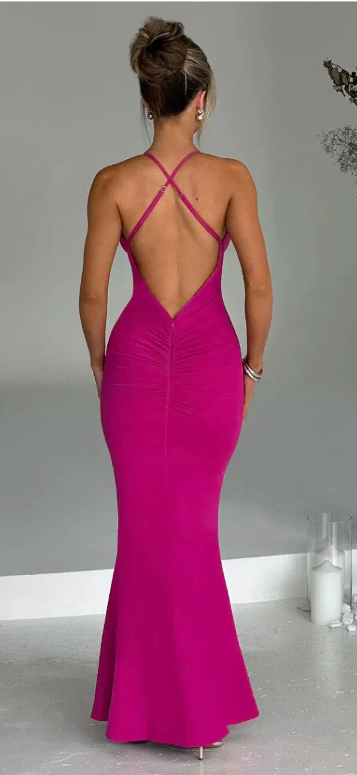 Constantina Maxi Dress Hot Pink - Image 2