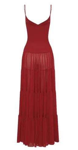 Arcina Ori Red Tiered Maxi Delphina Dress - 10 for rent on The Volte - image 3