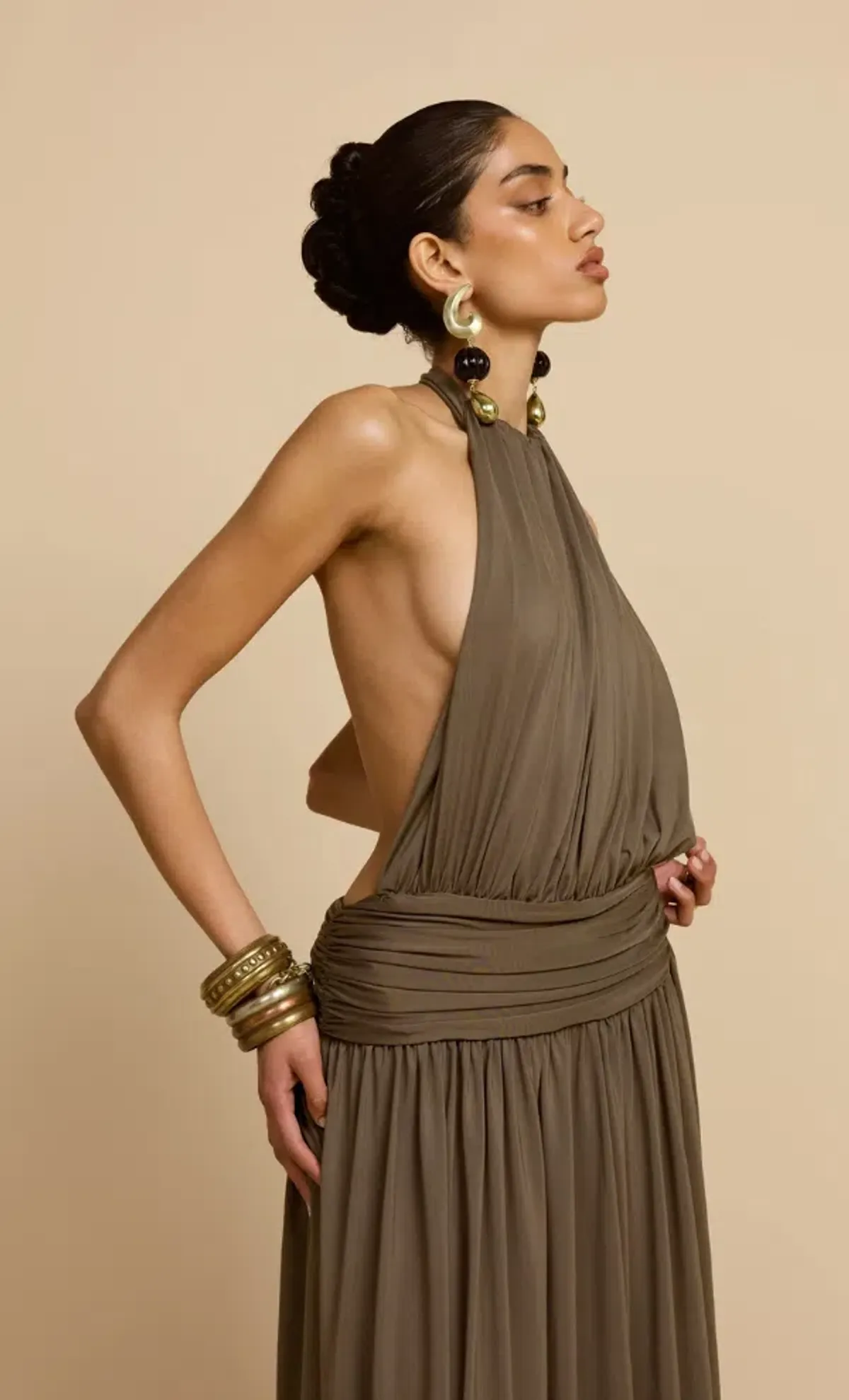 Arcina Ori Santina Maxi Dress Khaki Size XS AU 6 - Image 4