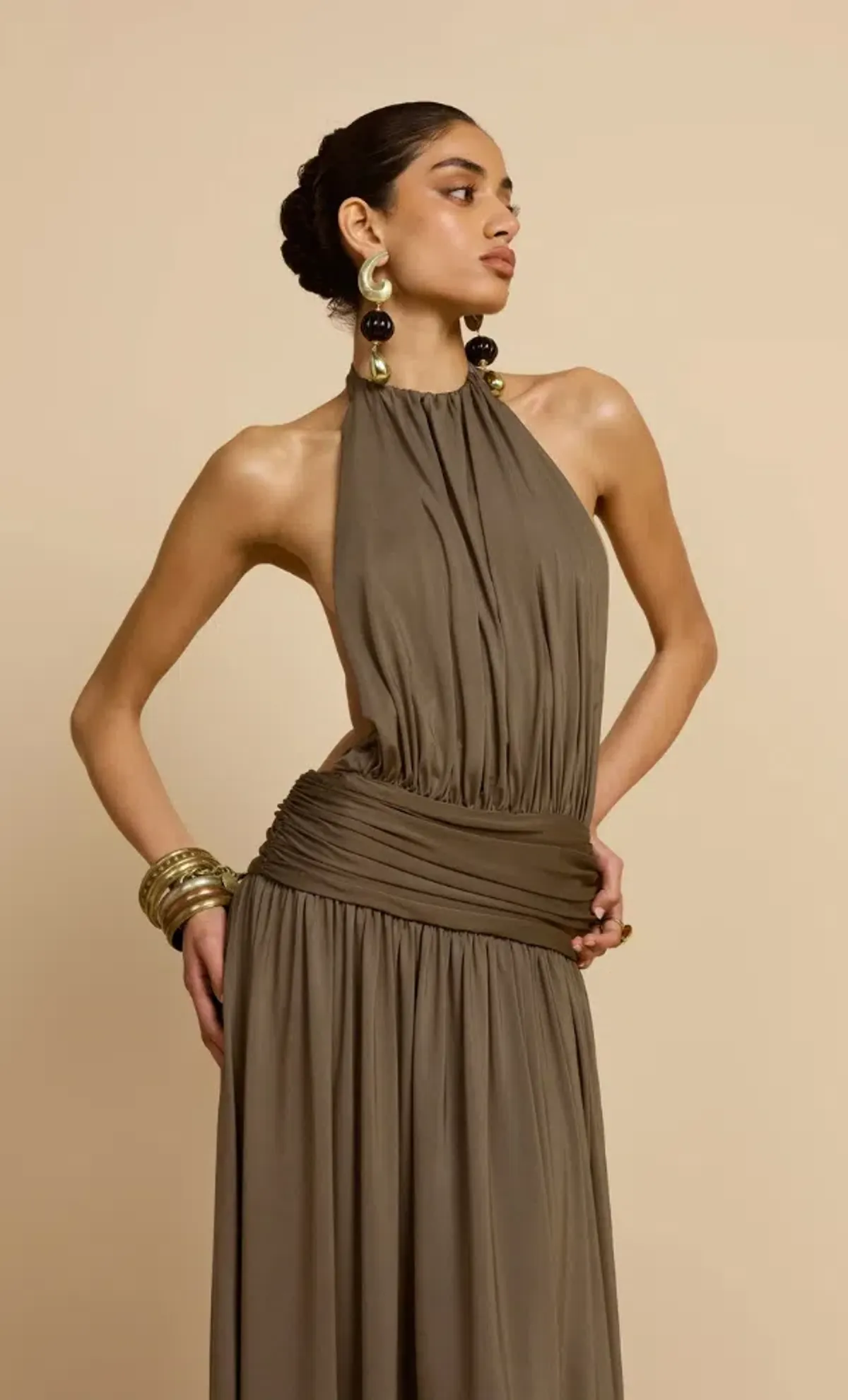 Arcina Ori Santina Maxi Dress Khaki Size XS AU 6 - Image 3