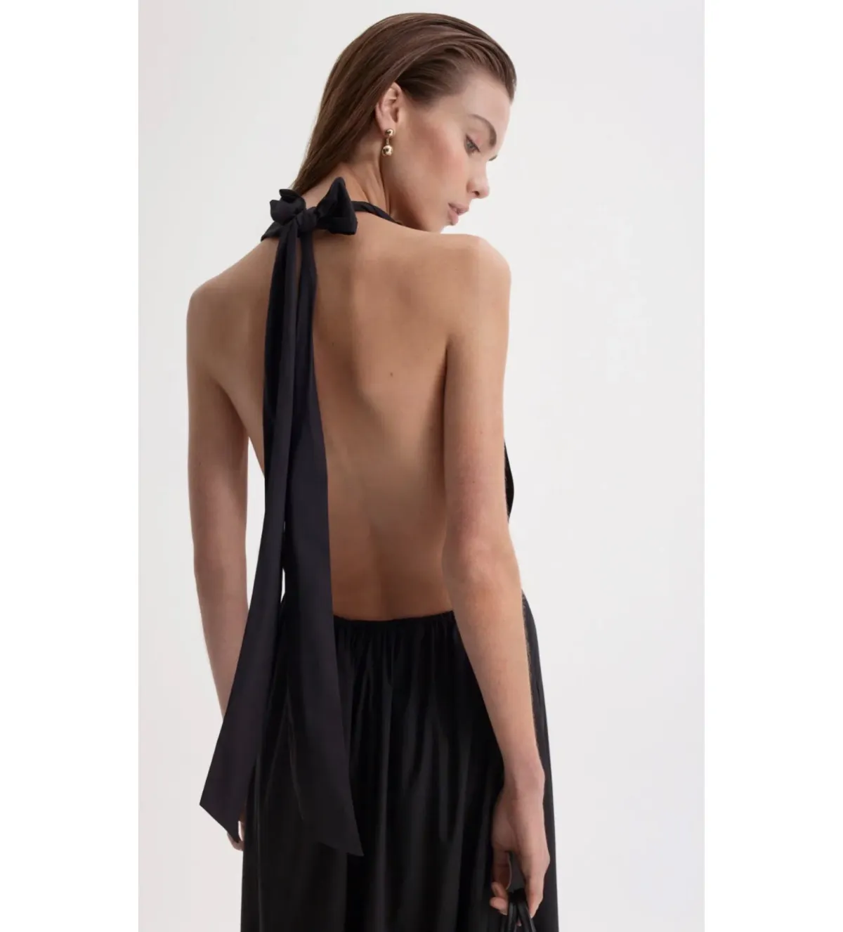 Scanlan Theodore Parachute Cotton Halter Maxi Dress Black Size 10 - Image 3