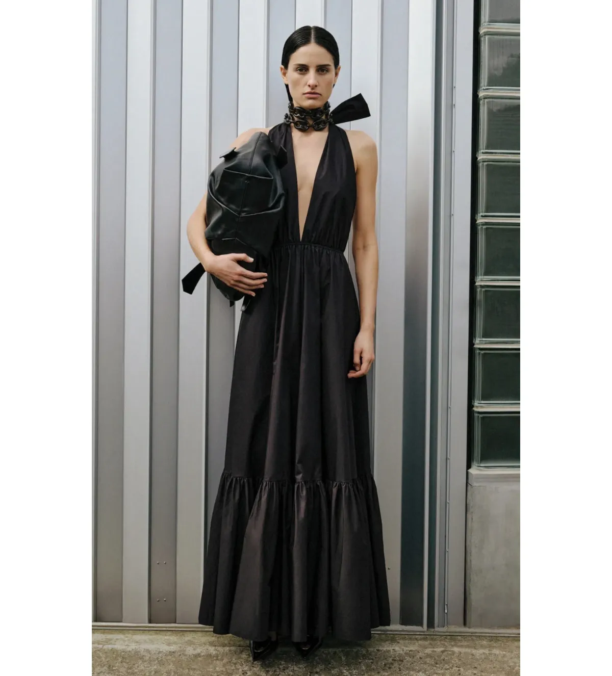 Scanlan Theodore Parachute Cotton Halter Maxi Dress Black Size 10 - Image 1