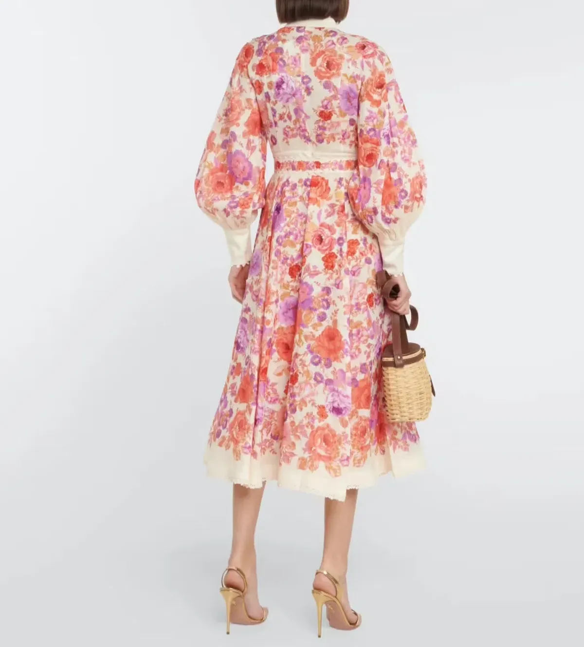 Zimmermann Raie Billow Midi Dress in Multi Floral Size 1 AU 10 - Image 2