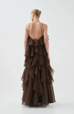AJE Pandorea Layered Maxi Dress Carob Size 12 for rent on The Volte - image 3