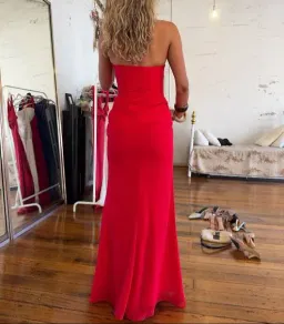 Vera Wang Strapless Chiffon Wrap Dress Red size 8 for rent on The Volte - image 3