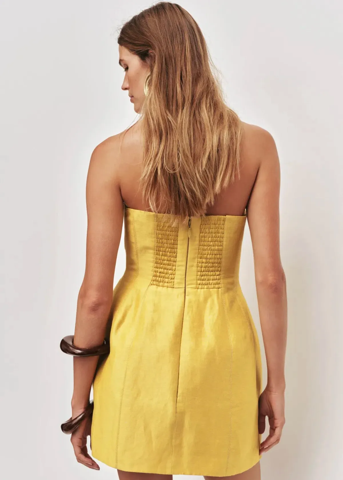 Aje Baret Strapless Mini Dress in Chartreuse Sz 8 - Image 2