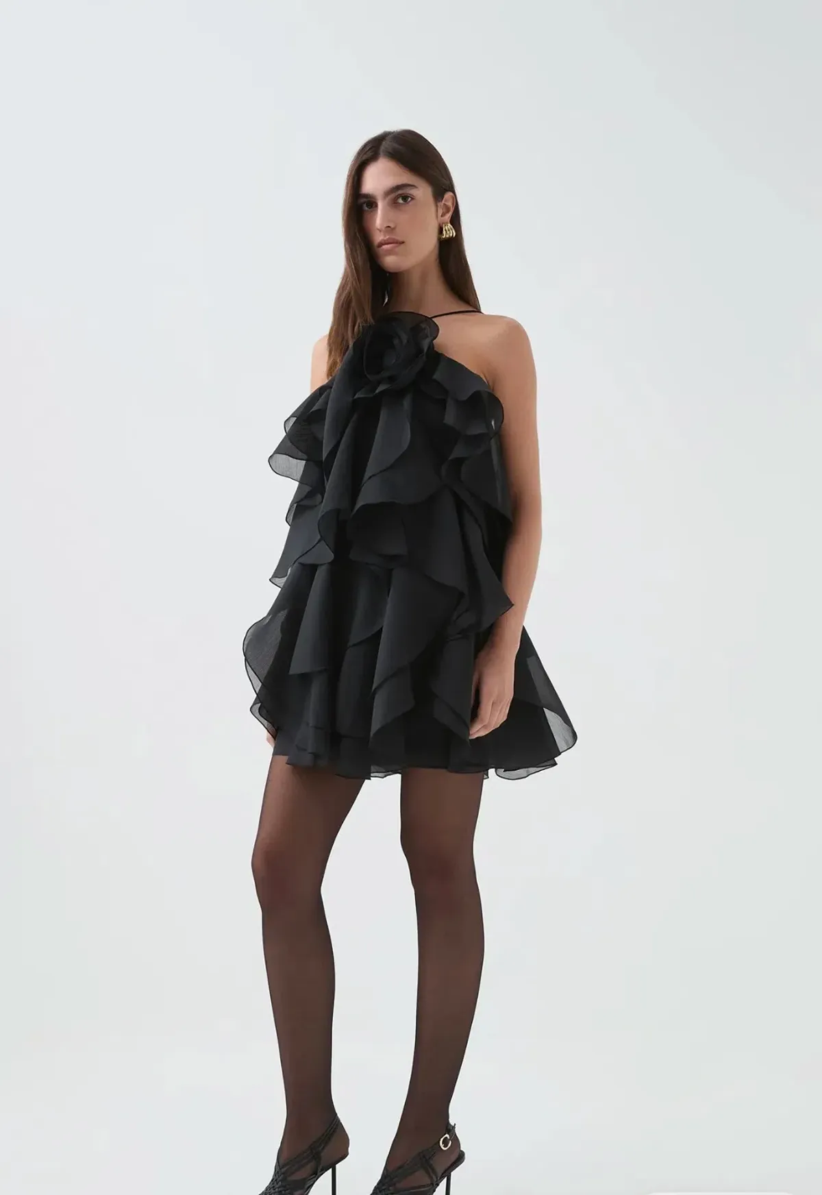 Aje Pandorea Layered Mini Dress in Black Sz 8 - Image 1