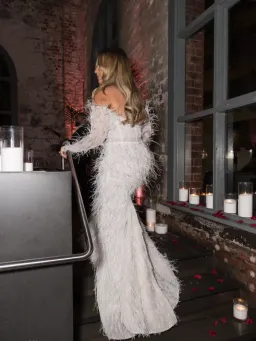 Feathered Corset Alin Le Kal wedding dress for rent on The Volte - image 2