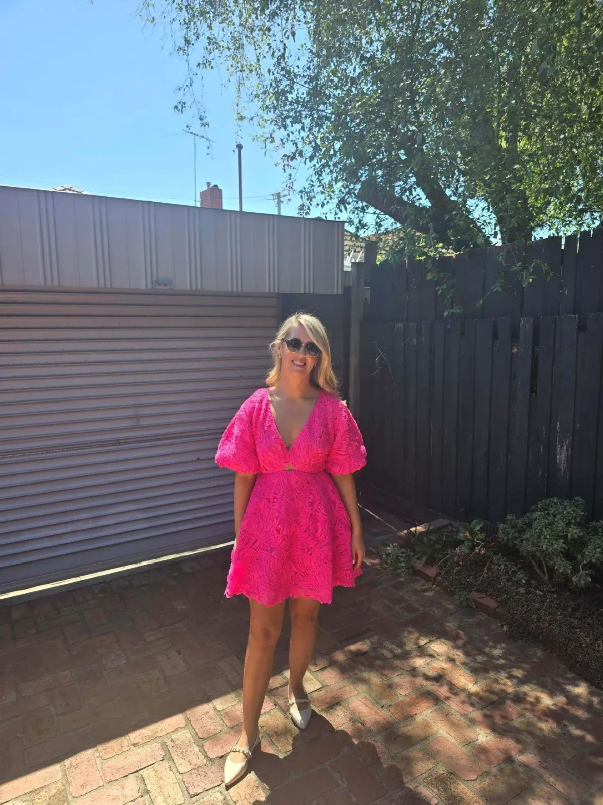 Aje Florential Mini Swing Dress in colour Azalea Au size 8 - Image 1