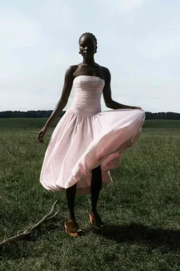 AJE Violette Bubble Midi Dress Pastel Pink Size 6 for rent on The Volte - image 2