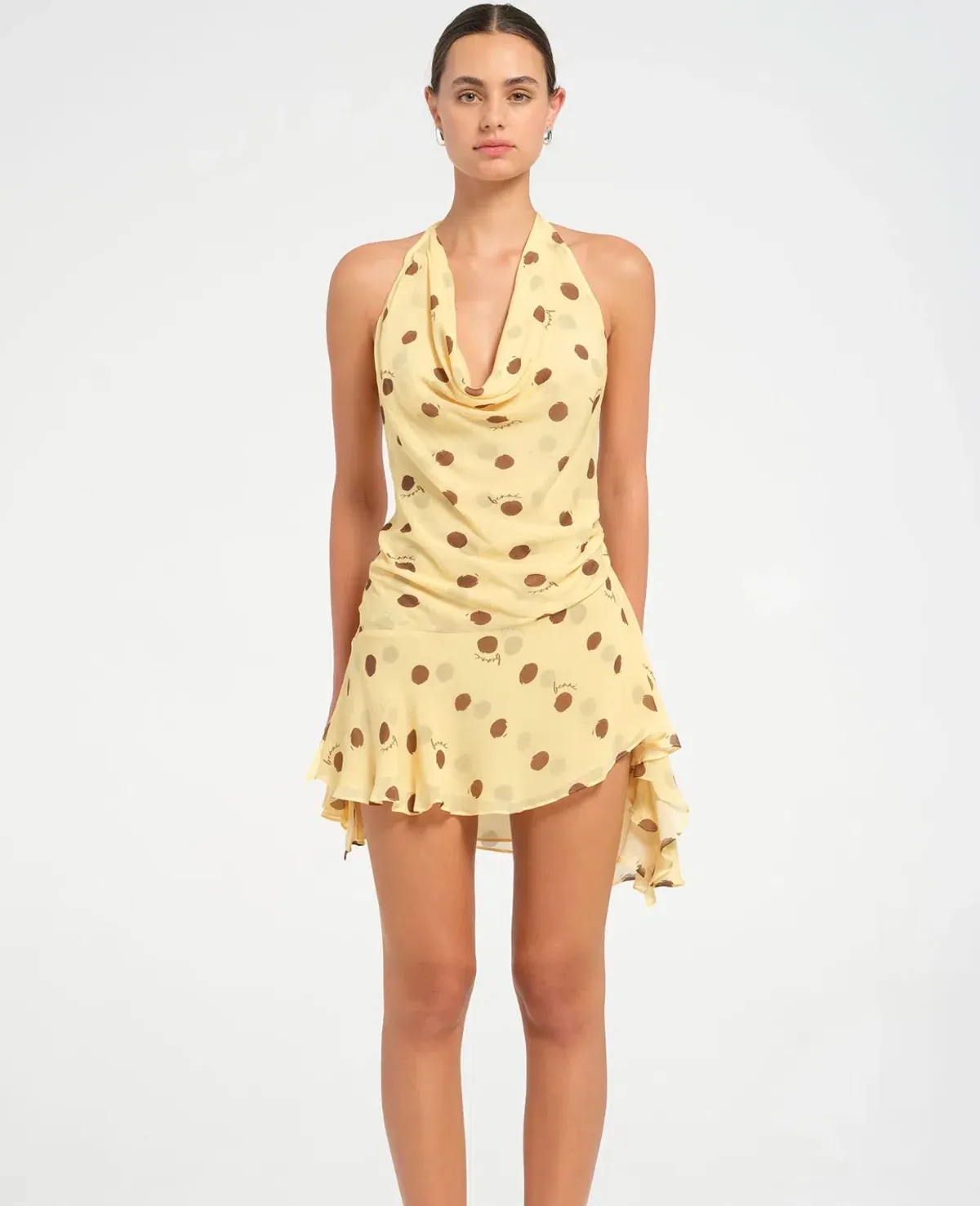 Benni Harlow Halter Mini Dress in Yellow size 8 - Image 3
