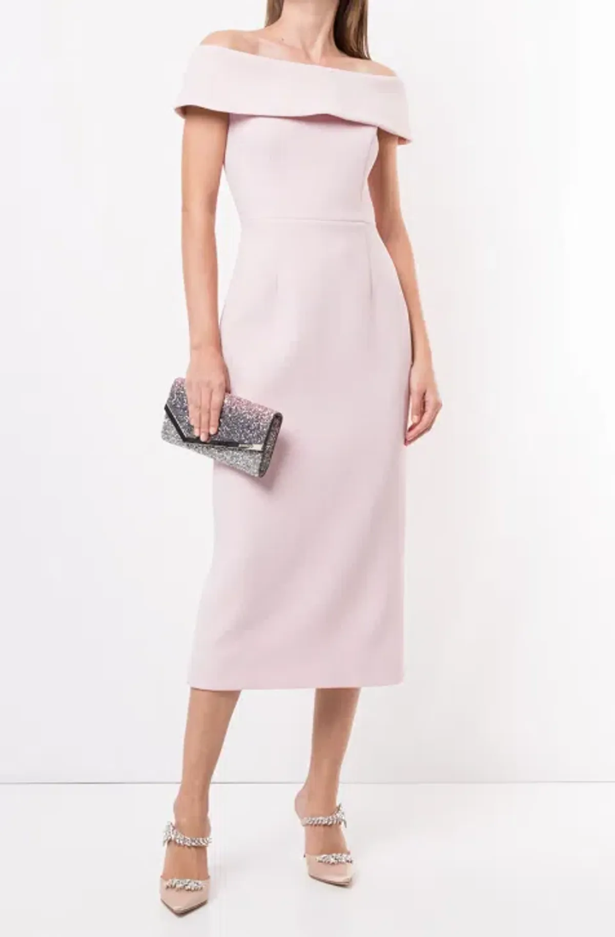 Rebecca Vallance - Amore Off Shoulder Midi Dress Light Pink - 10  - Image 1