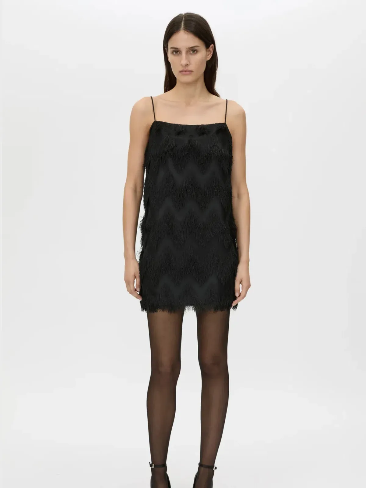 Camilla and Marc Phoenix Fringed Mini Dress in Black - Image 1