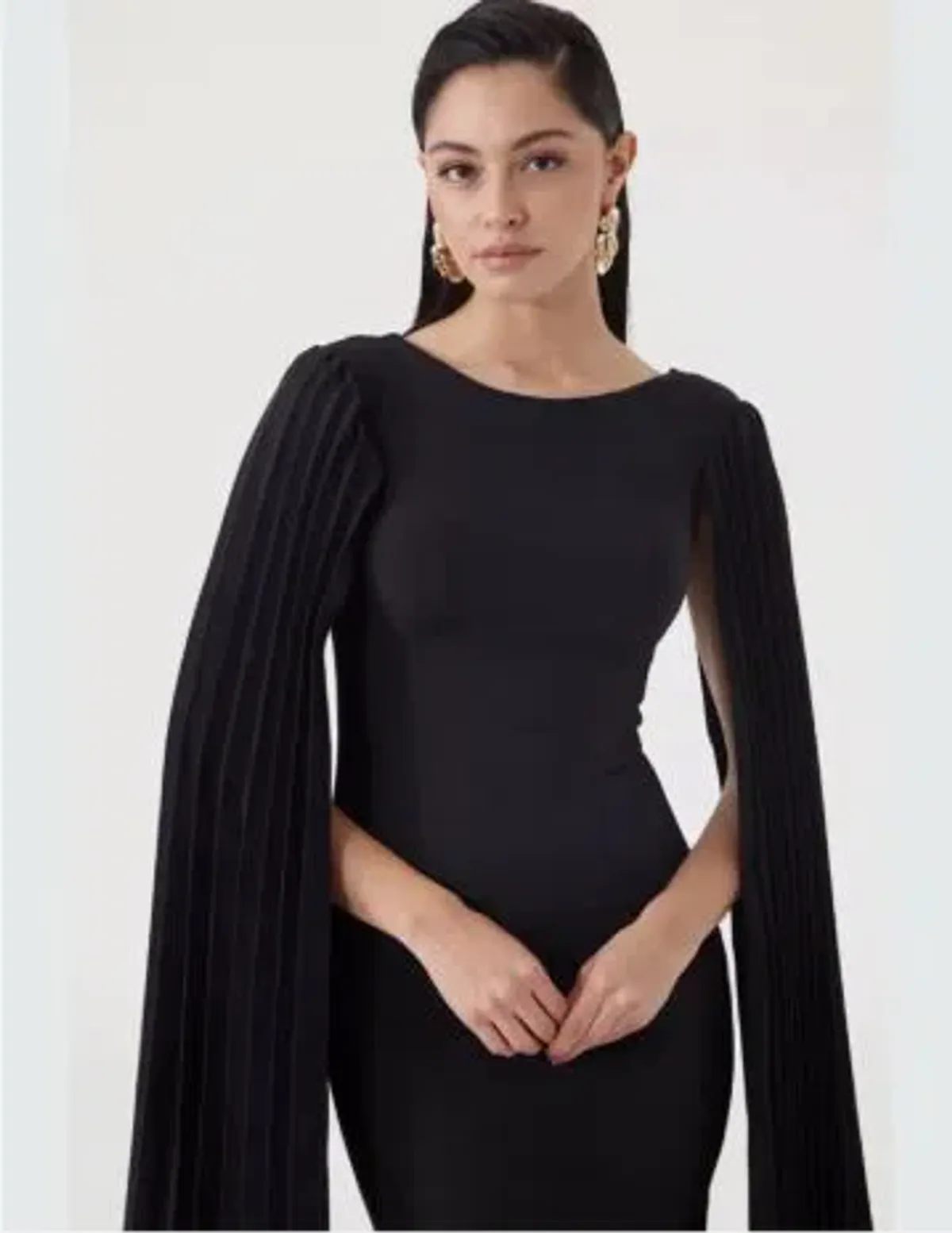 Sheike Black Pleated Sleeve Dress Size 8  - Image 1