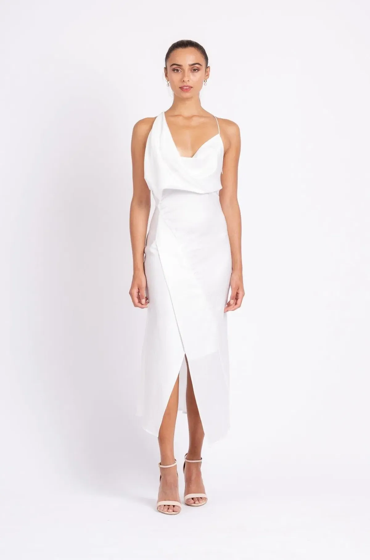 One Fell Swoop Muse Midi Dress, White, Size 10 - Image 1