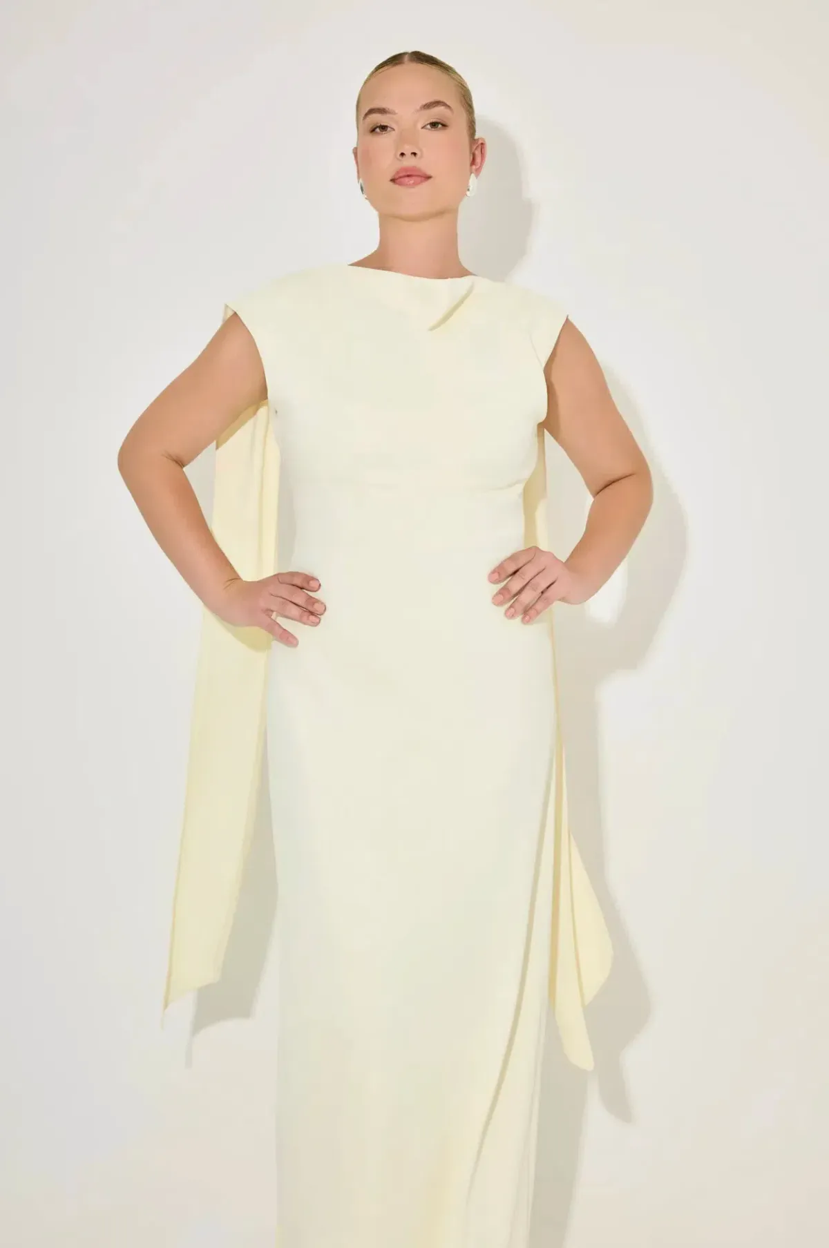 Odd Muse Drape Maxi Dress, Buttercream, Size M/AU10 - Image 3