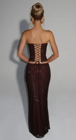 Embellished Babyboo set in Plum Brown size XS for rent on The Volte - image 2