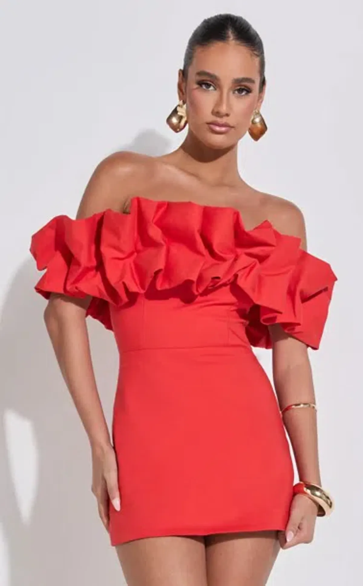 Showpo Off Shoulder Coraline Mini Dress in Red size 6 SOLD OUT - Image 2