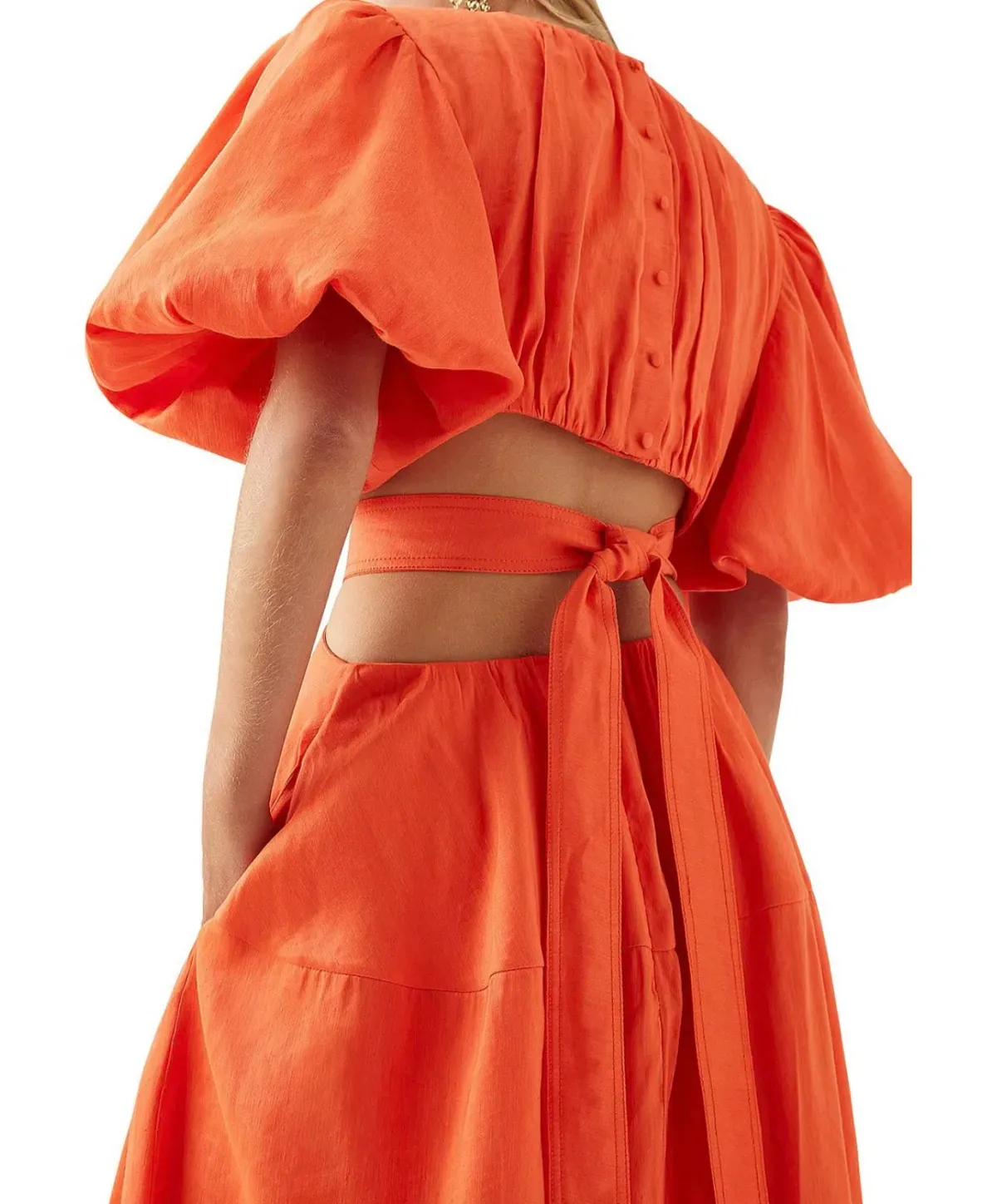 Aje Cosette Midi Dress, Orange, Size 8 - Image 3