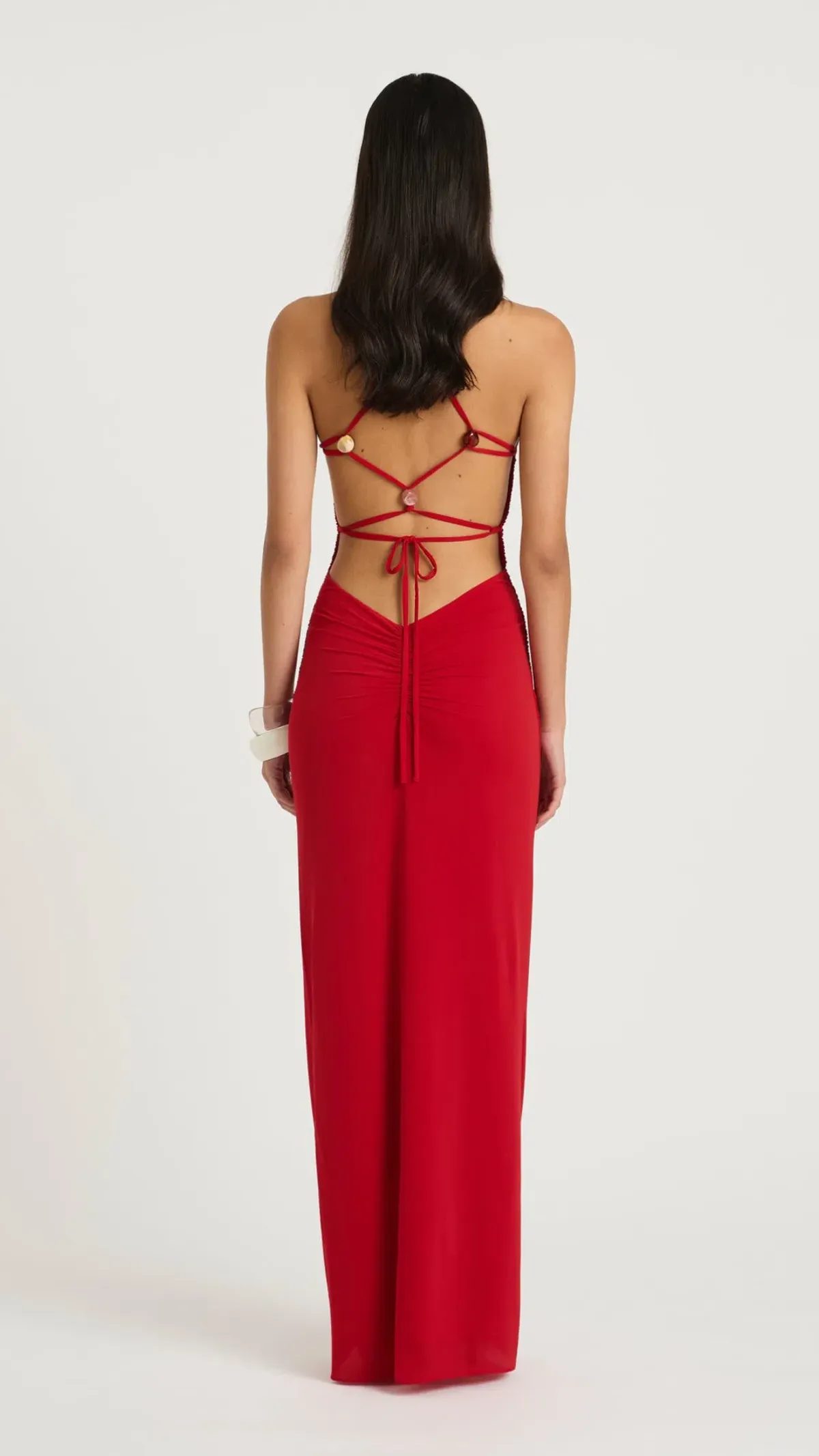 Benni Andy Beaded maxi Dress in Red Size 8 - Image 2