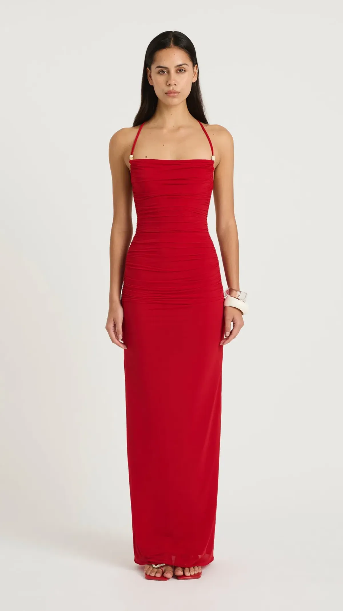 Benni Andy Beaded Maxi Dress in Red Size 10  - Image 4