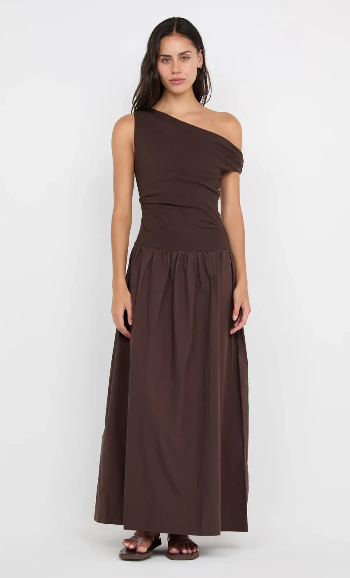 Bec + Bridge Dark Chocolate Asymmetric Maxi – Size Small - Image 1