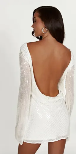 Meshki - Nala Sequin White Mini Dress- Size M for rent on The Volte - image 2