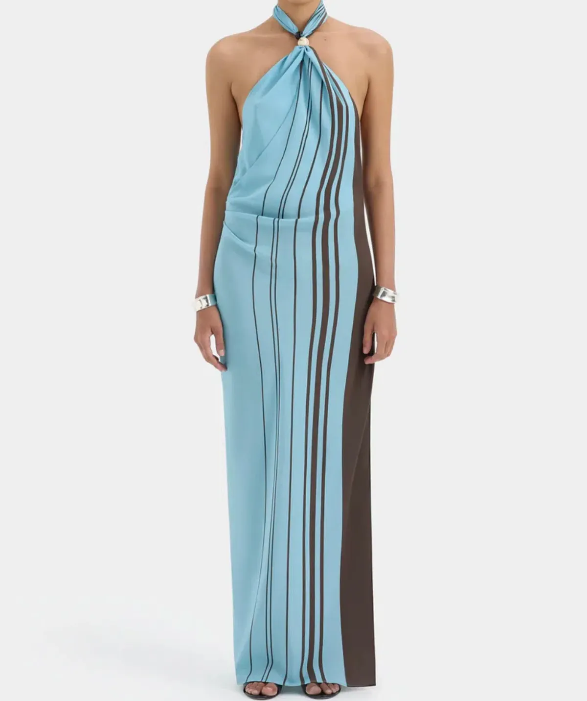 SIR RIOJA HALTER SCARF MAXI DRESS | PACHA MINERAL STRIPE - Image 1