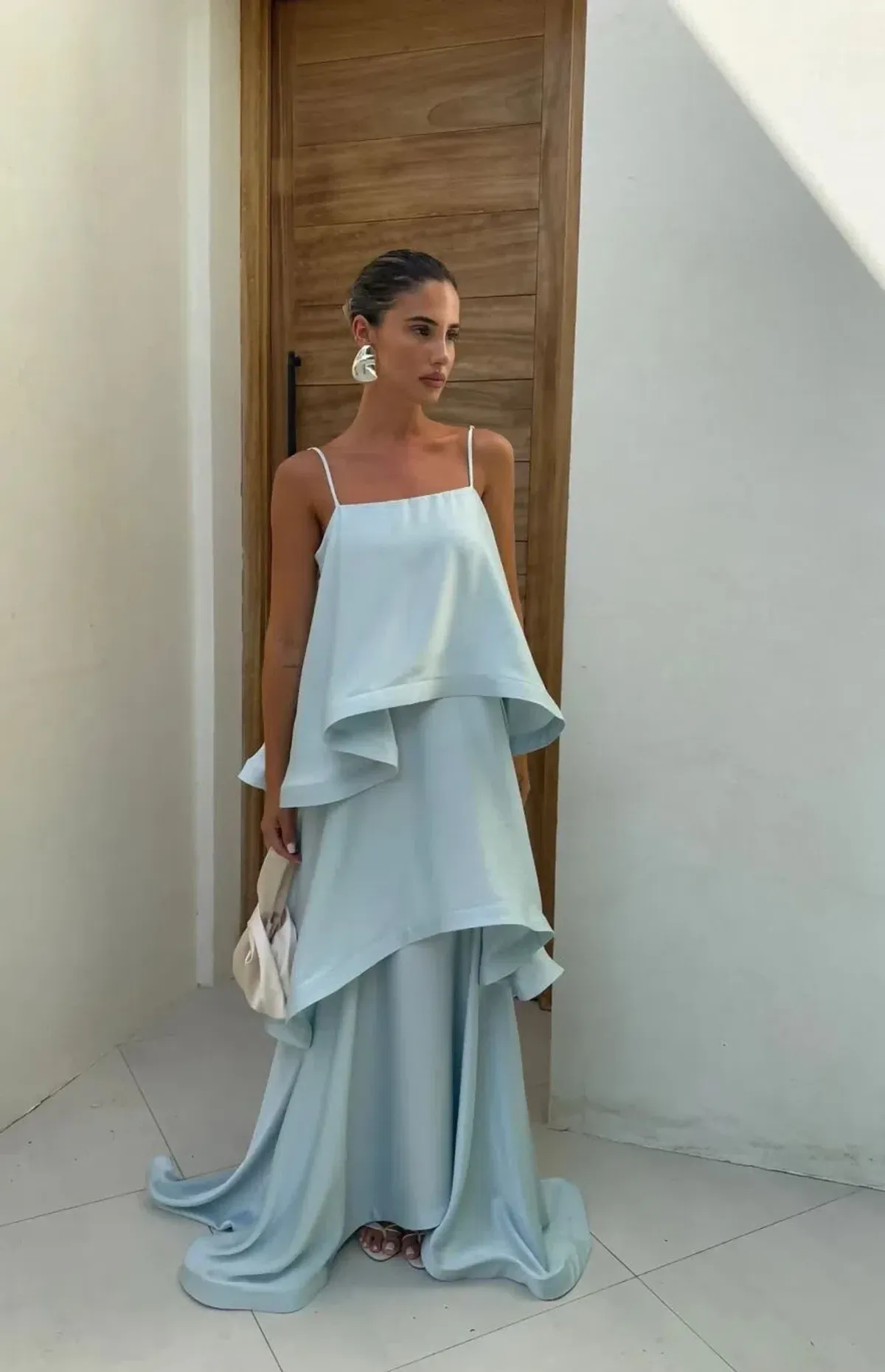 Elliatt Tilly Tiered Maxi Dress in Blue Size S - Image 1