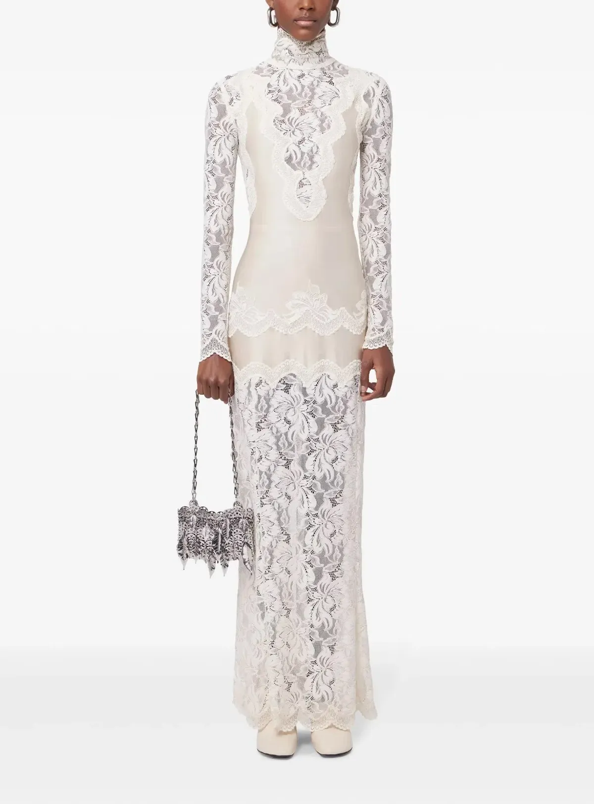 Rabanne White Lace Jersey Maxi Dress size 36 - Image 1