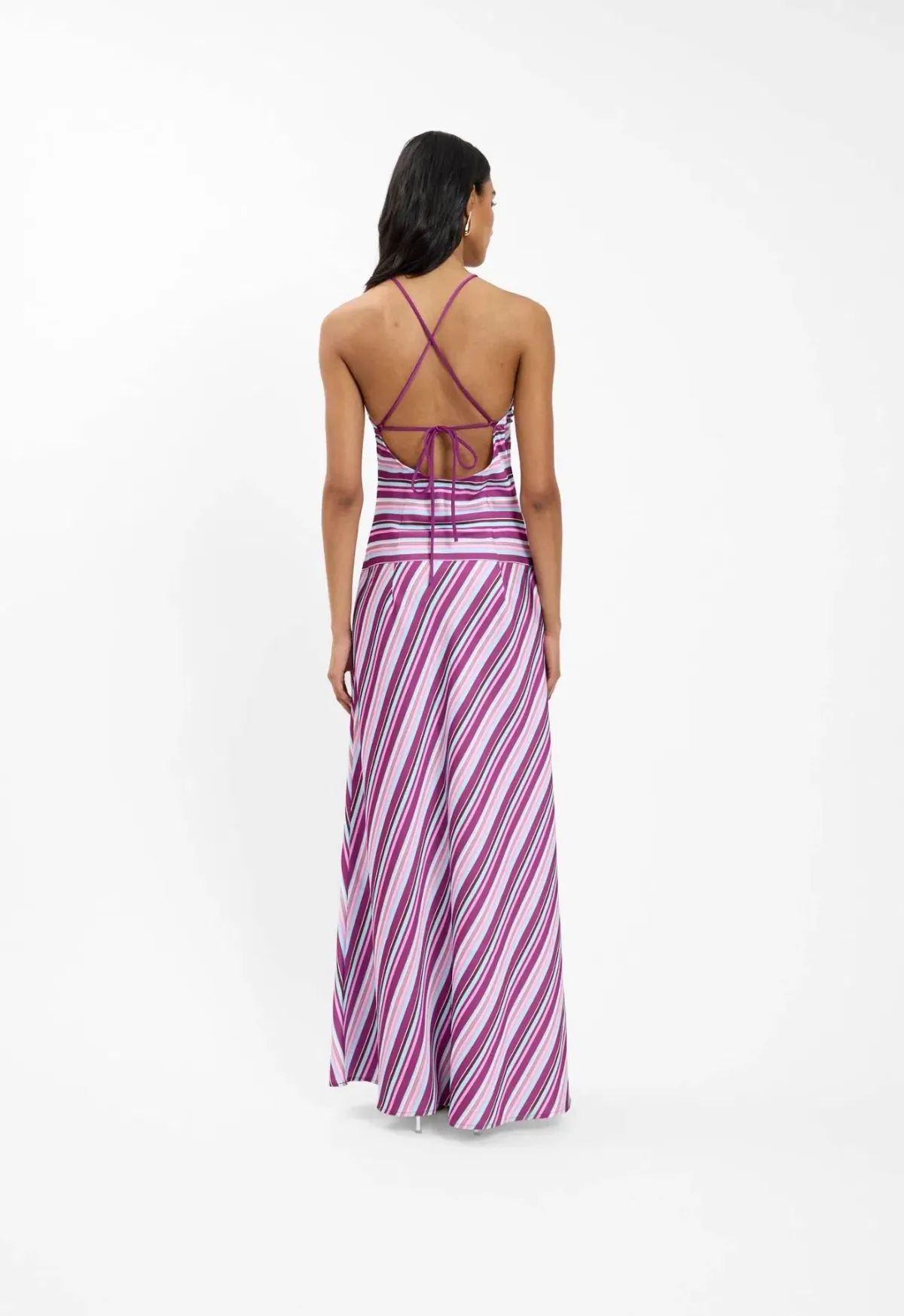 WITH HARPER LU | HALTER MAXI DRESS | VIOLET STRIPE | SIZE M/10 - Image 2
