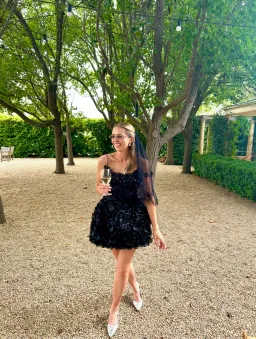 Selezza London - Amore Blossom Mini Dress in Black for rent on The Volte - image 1