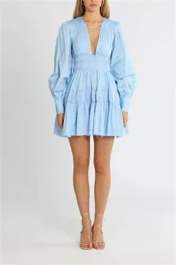 Aje Fallingwater Gathered Mini Dress size 8 Blue for rent on The Volte - image 5