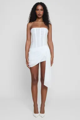 LEAU Mira Mesh Corset Dress - White size small for rent on The Volte - image 1