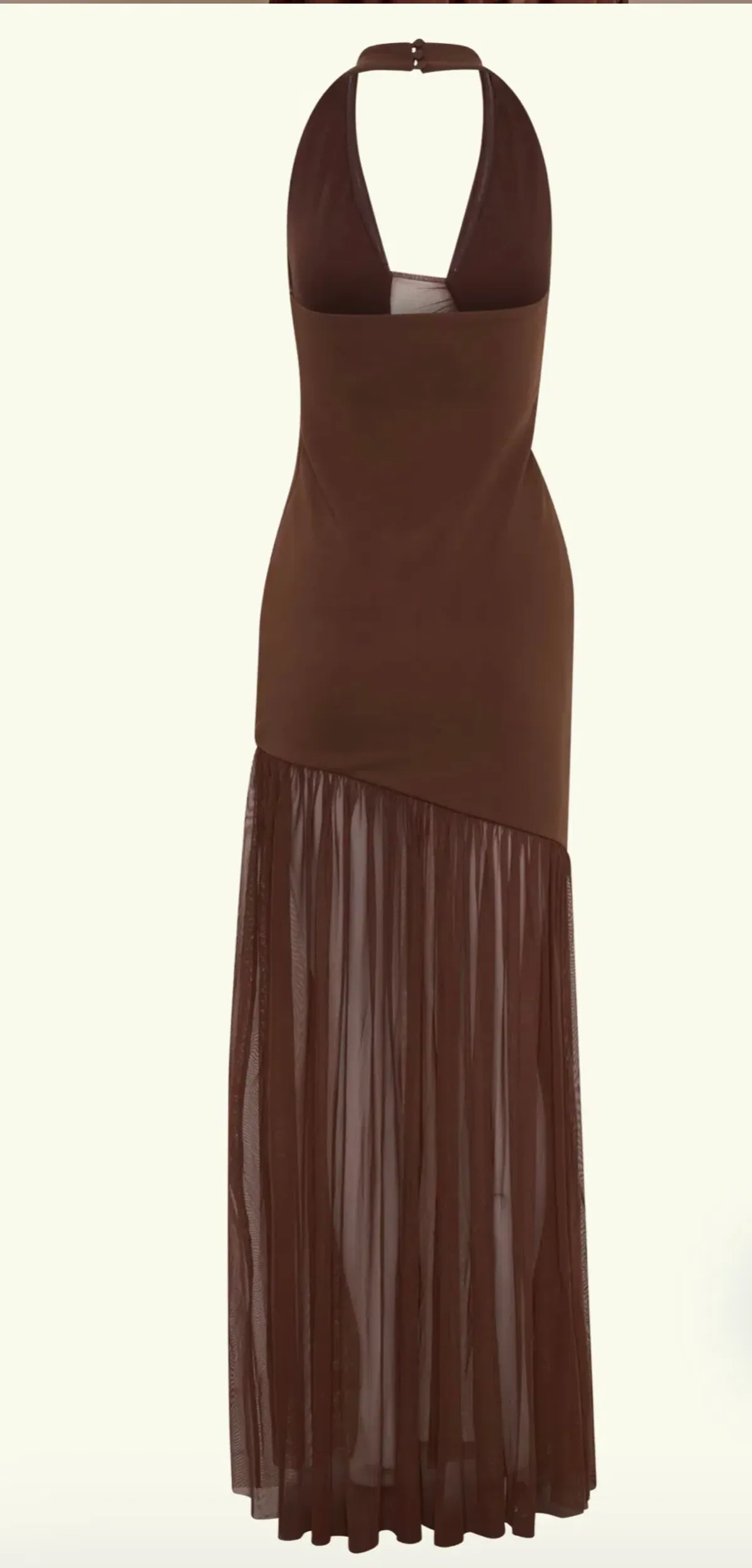 Meshki Aubree Crepe Mesh Maxi Dress - Chocolate  - Image 6
