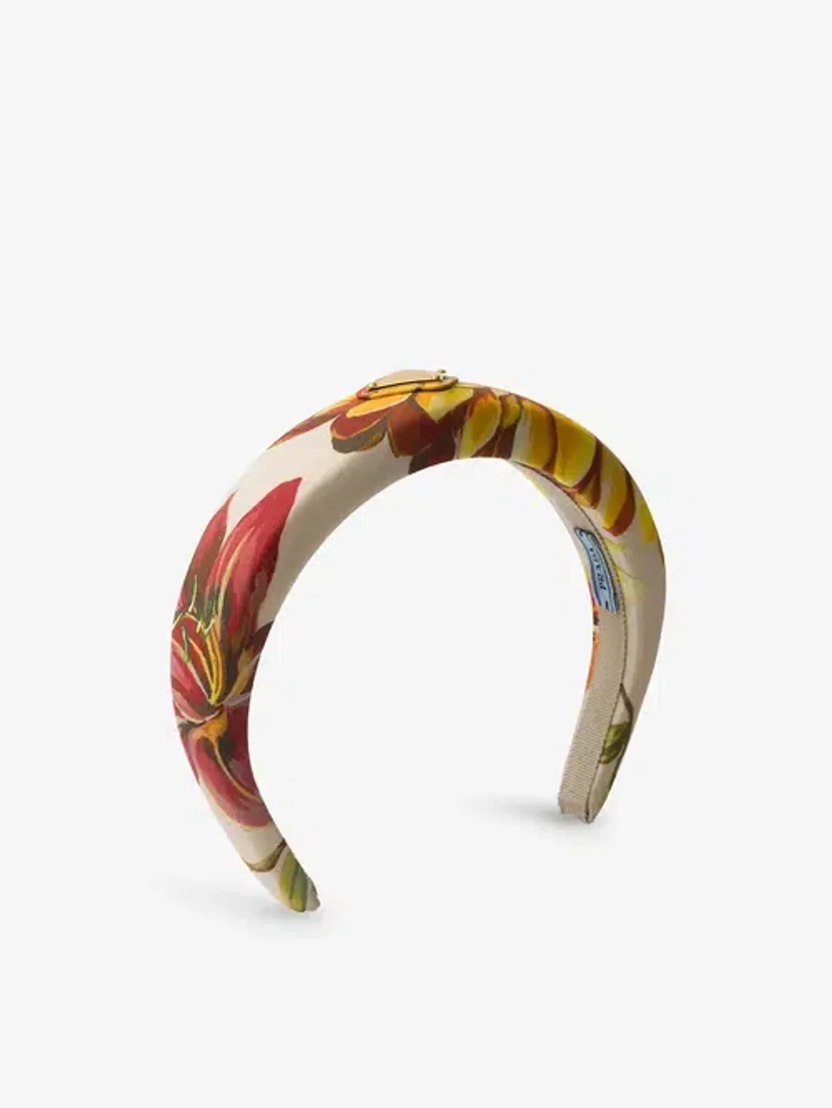 Prada Floral-Print Brand-Plaque Headband - Image 1