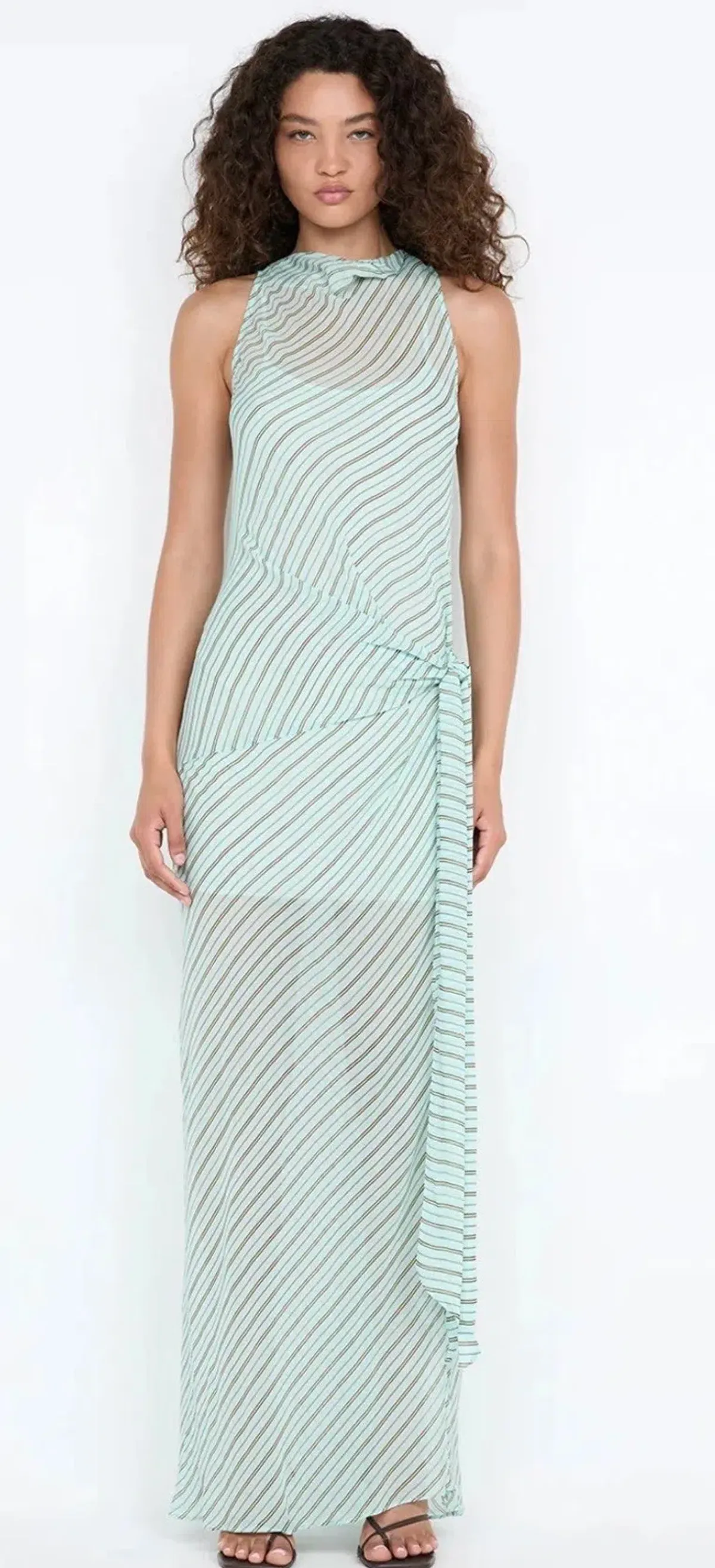 Bec + Bridge ALGARVE COWL NECK MAXI DRESS - MINT SLICE STRIPE - Image 1