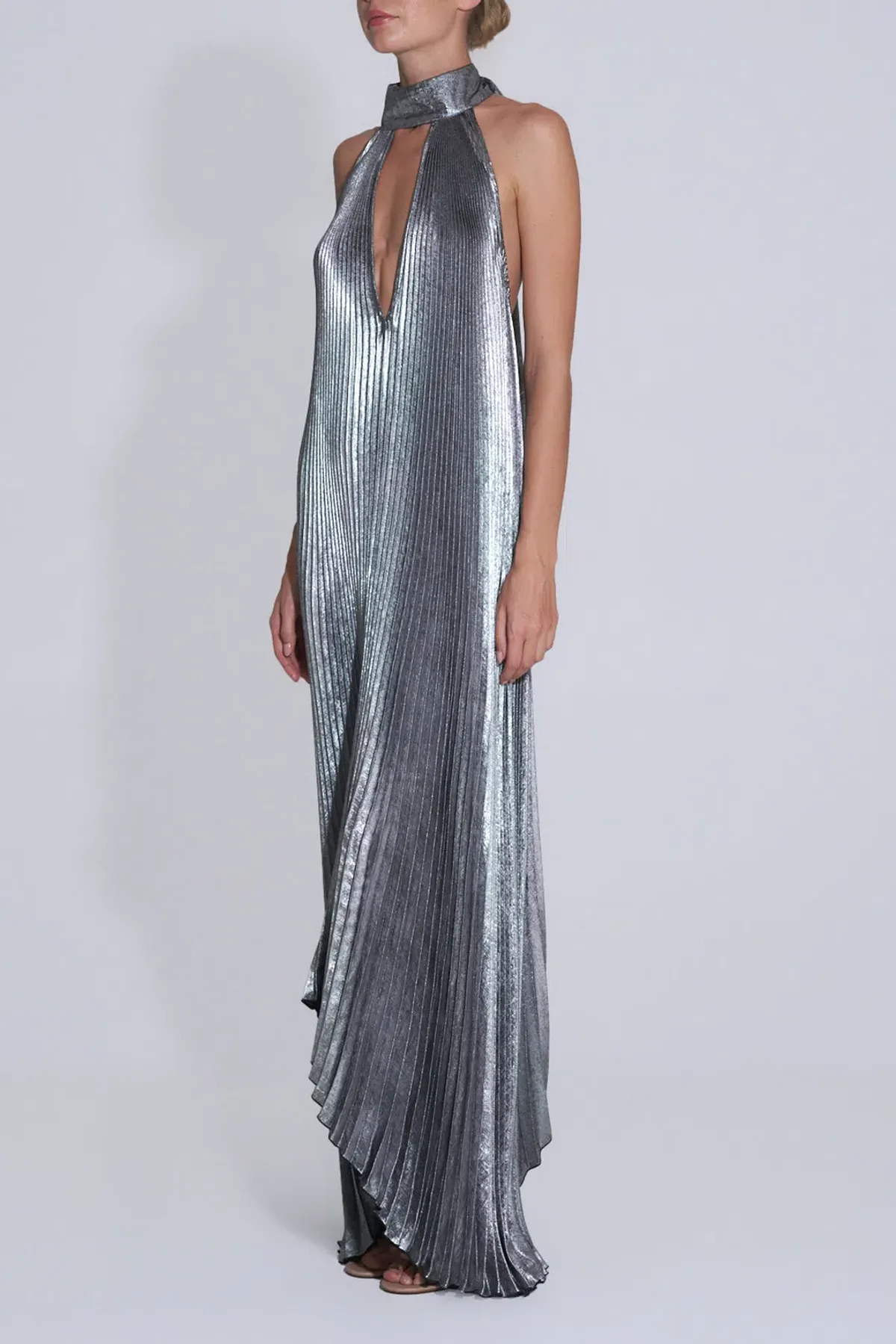 L'idee Opera Gown in Gunmetal Shimmer Size 8 - Image 2