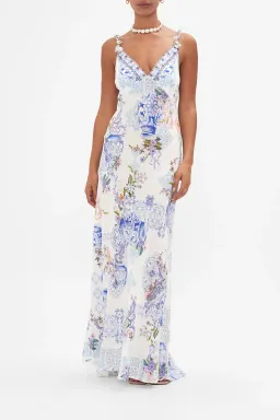 V Neck Full Length Bias Slip Dress Size L for rent on The Volte - image 2