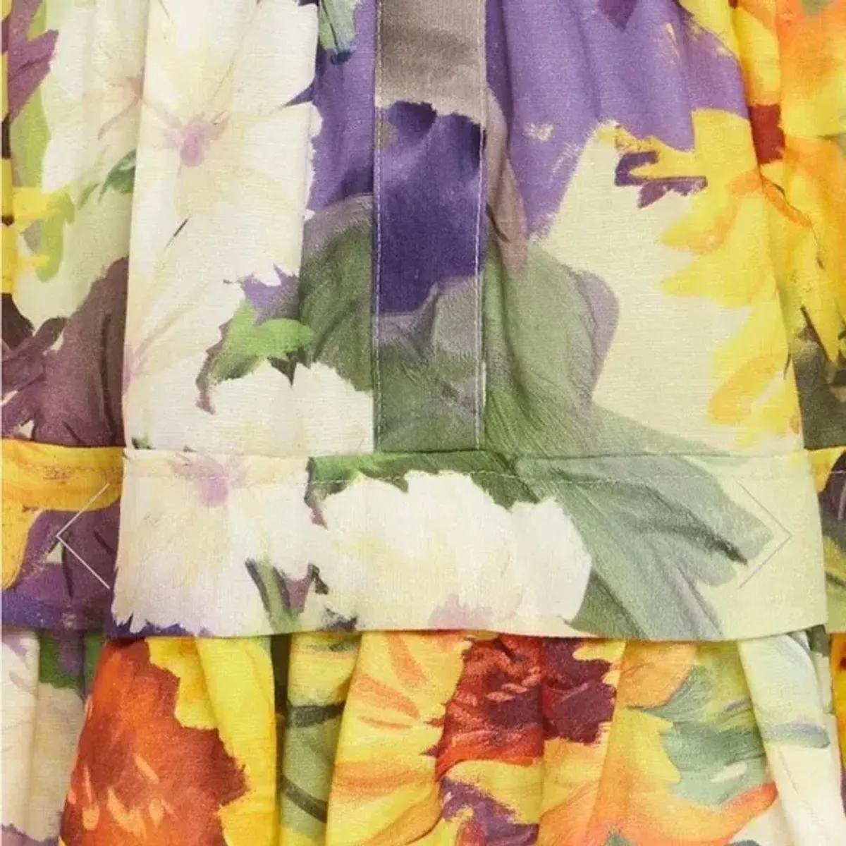 Leo Lin Christina High Neck Mini Dress - Sunflower Print in Green. Size 10 - Image 5