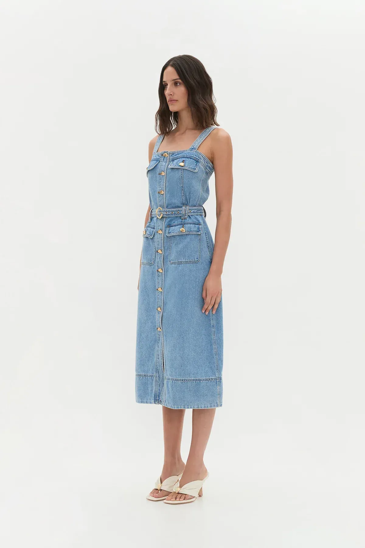 AJE HOLLAND DENIM MIDI DRESS (Size 14) - Image 4